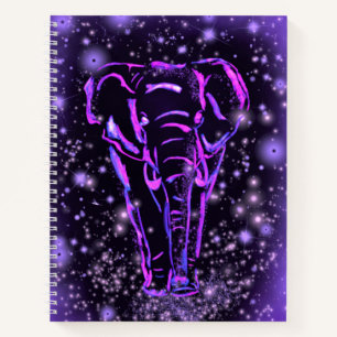 Lila rosa Notebook Elefant bei Starry Night Notizbuch
