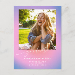 Lila Rosa Ombre Foto Schriftzug Abschlussklasse Postkarte