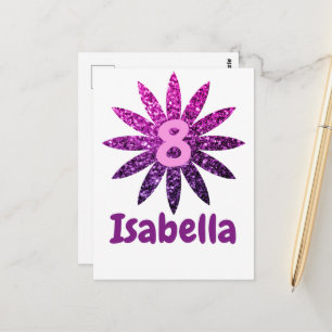 Lila Rosa Ombre Glitzer Blumen Benutzername Alter Postkarte
