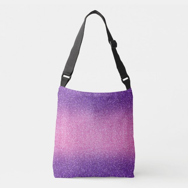 Lila-rosa Ombre-Glitzer Ganzkörpertasche Tragetaschen Mit Langen Trägern (Vorderseite)