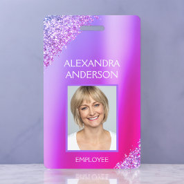 Lila rosa Ombre Glitzer Office Business Ausweis