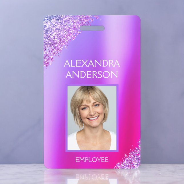 Lila rosa Ombre Glitzer Office Business Ausweis (Von Creator hochgeladen)