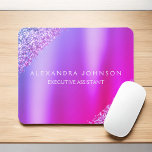 Lila rosa Ombre Glitzer Office Business Mousepad<br><div class="desc">Lila rosa Glitzer Imitate Sparkle Glitzer Metallic Foil Minimalistisch Business Mousepad (Mouse Pad) mit weißer Schrift für das Monogramm. Das Rose Gold Girly Business Design kann mit Ihrem Namen angepasst werden. Bitte kontaktieren Sie den Designer,  um passende Artikel zu erhalten.</div>