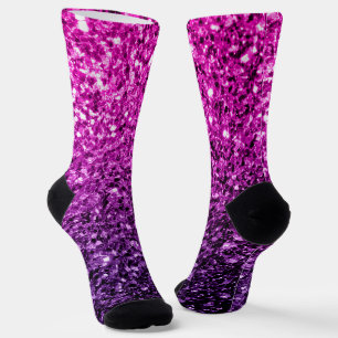 Lila Rosa Ombre Imitate glänzend Glitzer Glitzern Socken