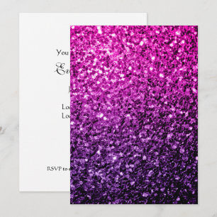 Lila Rosa Ombre Imitate Glitzer funkeln Personalis Einladung