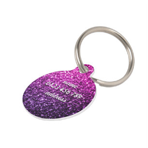 Lila Rosa Ombre Imitate Glitzer funkeln Personalis Haustiermarke