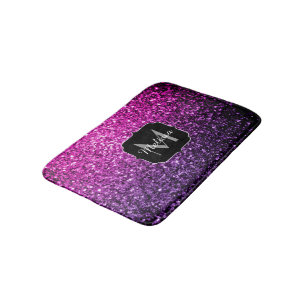 Lila Rosa Ombre Imitate Glitzer Glitzern Monogram Badematte