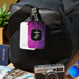 Lila Rosa Ombre Imitate Glitzer Glitzern Monogram Gepäckanhänger