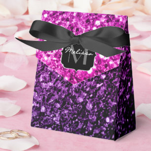 Lila Rosa Ombre Imitate Glitzer Glitzern Monogram Geschenkschachtel