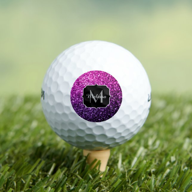 Lila Rosa Ombre Imitate Glitzer Glitzern Monogram Golfball (Insitu T-Shirt)