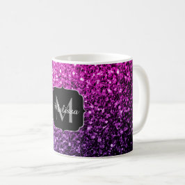 Lila Rosa Ombre Imitate Glitzer Glitzern Monogram Kaffeetasse