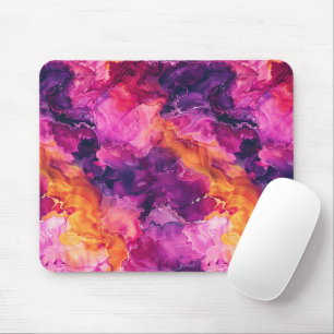 Lila Rosa Orange Flüssig-Marmor Mousepad