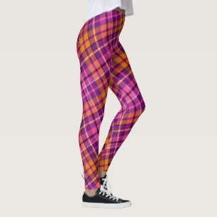 Lila Rosa Orange Karo Tartan Design Leggings