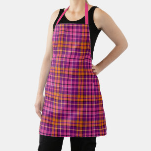 Lila Rosa Orange Karo Tartan Design Schürze