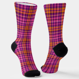 Lila Rosa Orange Karo Tartan Design  Socken