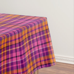 Lila Rosa Orange Karo Tartan Design  Tischdecke