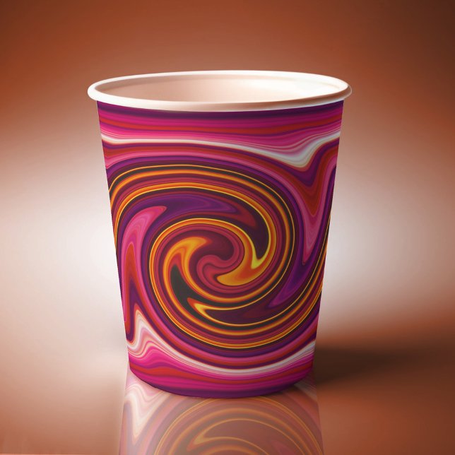 Lila rosa Orange Swirl Cooles feines, trippiges Pa Pappbecher (Von Creator hochgeladen)