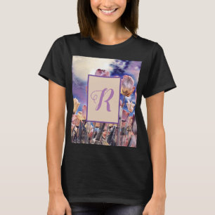 Lila rosa orange Tulpen mit anpassbarem Monogramm T-Shirt