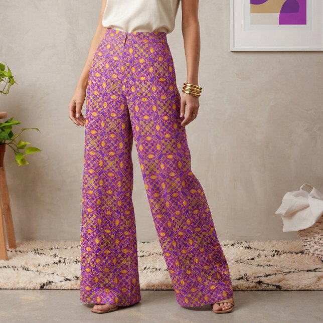 Lila rosa Orange- und gelbes geometrisches Muster Stoff (Von Creator hochgeladen)