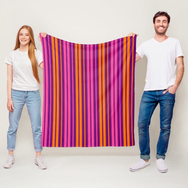 Lila Rosa Orange Vertikale Streifen Design   Fleecedecke (Beispiel)