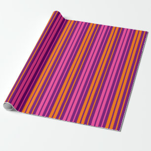Lila Rosa Orange Vertikale Streifen Design Geschenkpapier