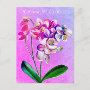 Lila Rosa Orchidee Wasserfarben Personalisiert Postkarte