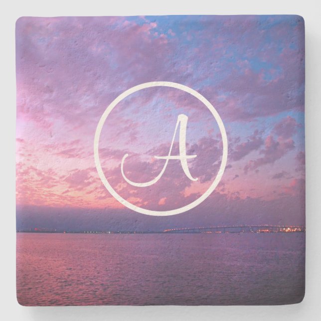 Lila-rosa-Ozeanunterdecke Foto Steinuntersetzer (Vorderseite)