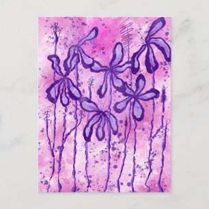 Lila/rosa Paint Spritzer & Lilien Postkarte