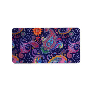 Lila Rosa Paisleys Adressaufkleber