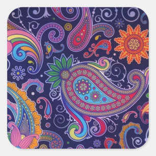 Lila Rosa Paisleys Quadratischer Aufkleber