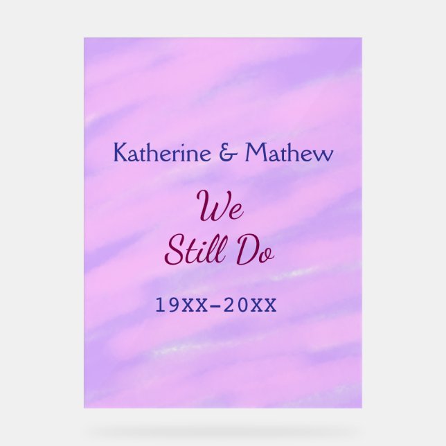 Lila rosa Pastellfarben Jubiläum der Erneuerung Acrylschild (Vorderseite)