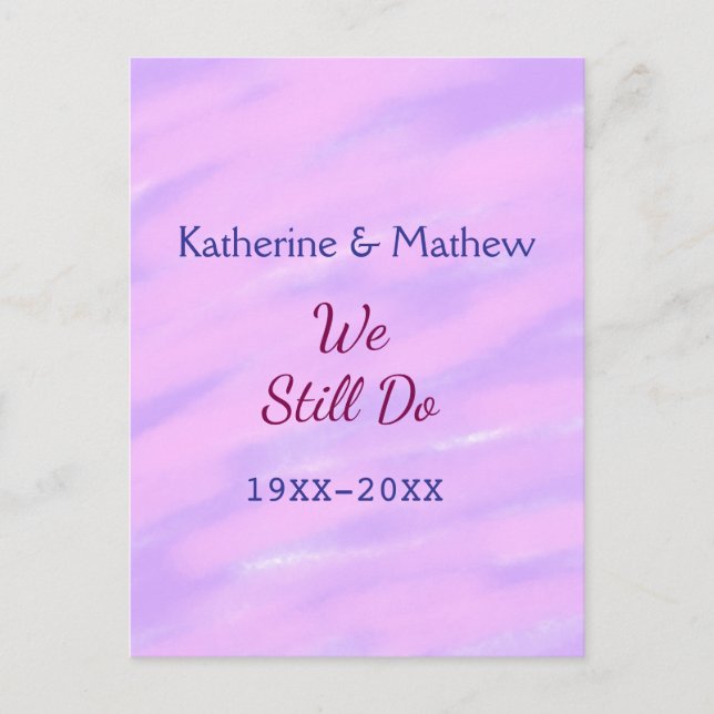 Lila rosa Pastellfarben Jubiläum der Erneuerung Postkarte (Vorderseite)