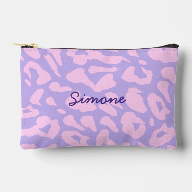 Lila rosa Personalisiertes Mädchen Zubehörtasche (Vorderseite)