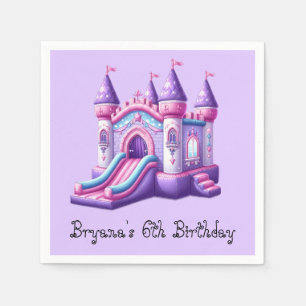 Lila Rosa Princess Castle Bounce House Party Serviette