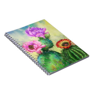 Lila rosa Red Cactus Blume Notebook Notizblock