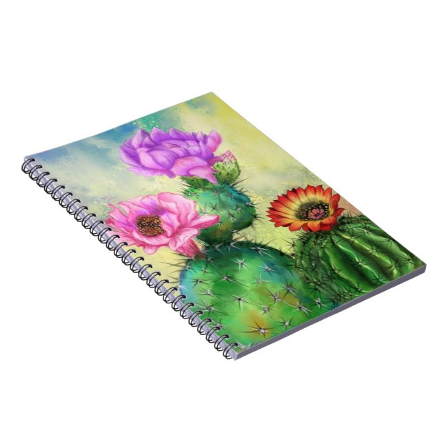 Lila rosa Red Cactus Blume Notebook Notizblock (Rechte Seite)