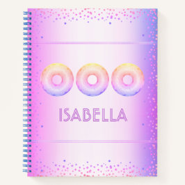 Lila, rosa Regenbogen-Donuts fett moderner Glitzer Notizbuch