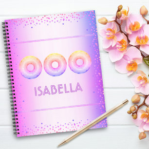 Lila rosa Regenbogen-Donuts kräftig moderne Glitte Notizbuch
