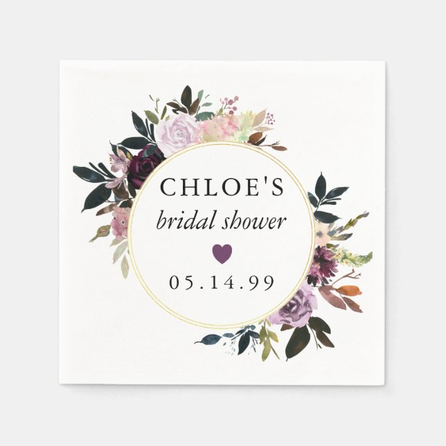 Lila Rosa Rose Brautparty Serviette (Vorderseite)