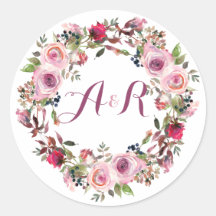 Lila Rosa-Rose-Monogramm-Hochzeit