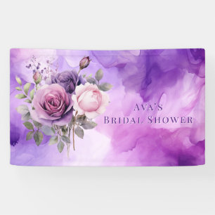 Lila Rosa Rosen Alkohol Garten Brautparty Banner