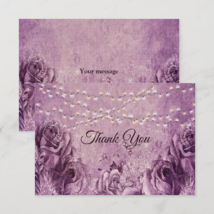 Lila Rosa Rosen Flieder Floral Vintage Hochzeit Dankeskarte