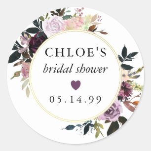 Lila Rosa Rosen Florales Geschenk zur Brautparty Runder Aufkleber