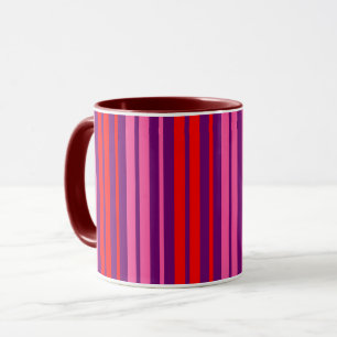 Lila Rosa Rot Vertikal Streifen Design   Tasse