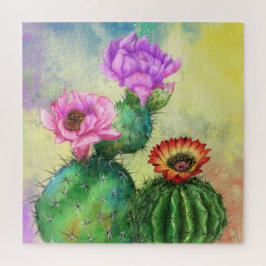 Lila rosa rote Kaktus Blume Migne Malerei Art Puzzle