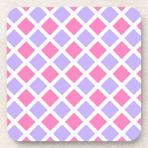 Lila Rosa Schachbrett-Diamant-Muster Getränkeuntersetzer