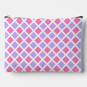 Lila Rosa Schachbrett-Diamant-Muster groß Zubehörtasche