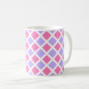 Lila Rosa Schachbrett-Diamant-Muster Kaffeetasse