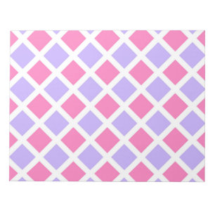 Lila Rosa Schachbrett-Diamant-Muster Notizblock
