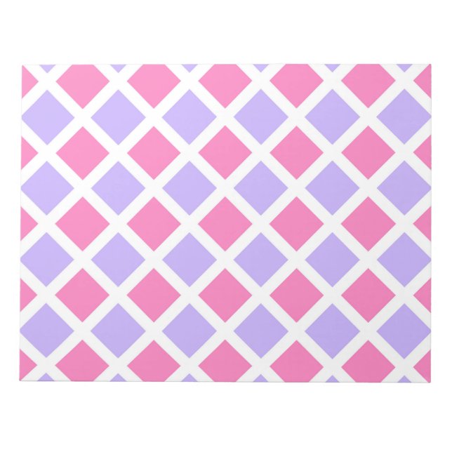 Lila Rosa Schachbrett-Diamant-Muster Notizblock (Vorderseite)